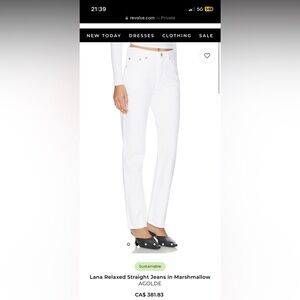 Agolde Straight Leg White Jeans
